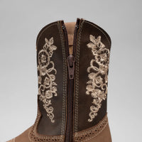 Joe Boots Kids's Embroidered Square Toe Cowboy Boots - Brown - OriginalWestern.com