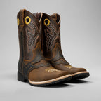Joe Boots Kids's Embroidered Square Toe Cowboy Boots - Brown - OriginalWestern.com