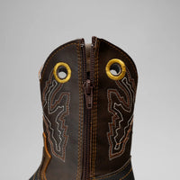 Joe Boots Kids's Embroidered Square Toe Cowboy Boots - Brown - OriginalWestern.com