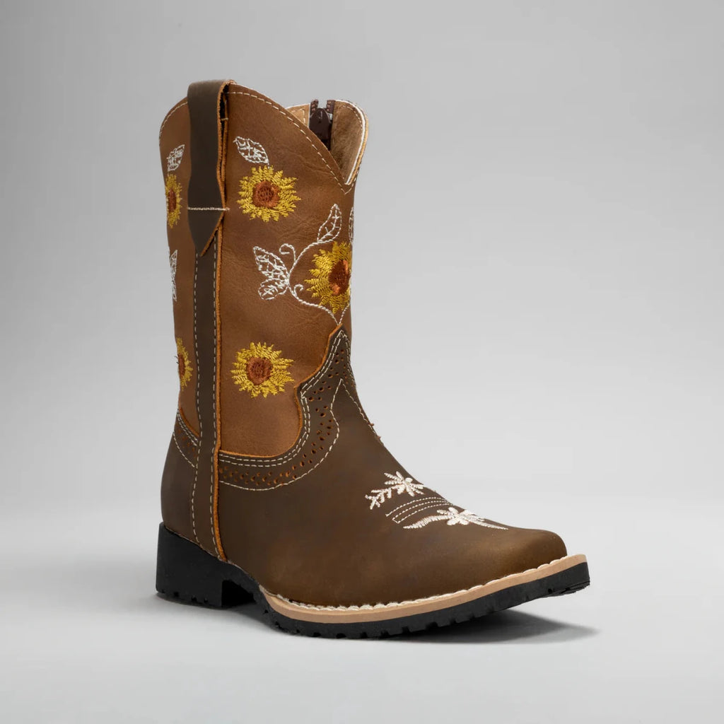 Joe Boots Kids's Embroidered Square Toe Cowboy Boots - Gold - OriginalWestern.com