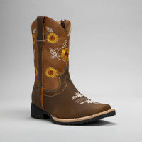 Joe Boots Kids's Embroidered Square Toe Cowboy Boots - Gold - OriginalWestern.com