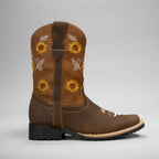 Joe Boots Kids's Embroidered Square Toe Cowboy Boots - Gold - OriginalWestern.com