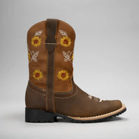 Joe Boots Kids's Embroidered Square Toe Cowboy Boots - Gold - OriginalWestern.com