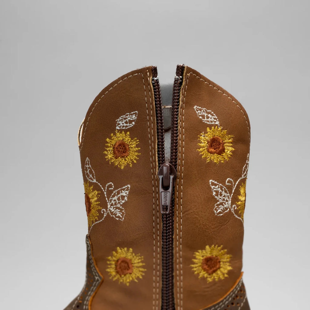 Joe Boots Kids's Embroidered Square Toe Cowboy Boots - Gold - OriginalWestern.com