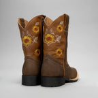 Joe Boots Kids's Embroidered Square Toe Cowboy Boots - Gold - OriginalWestern.com