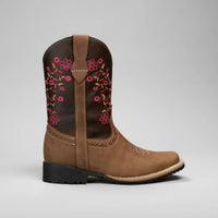 Joe Boots Kids's Embroidered Square Toe Cowboy Boots - Pink - OriginalWestern.com