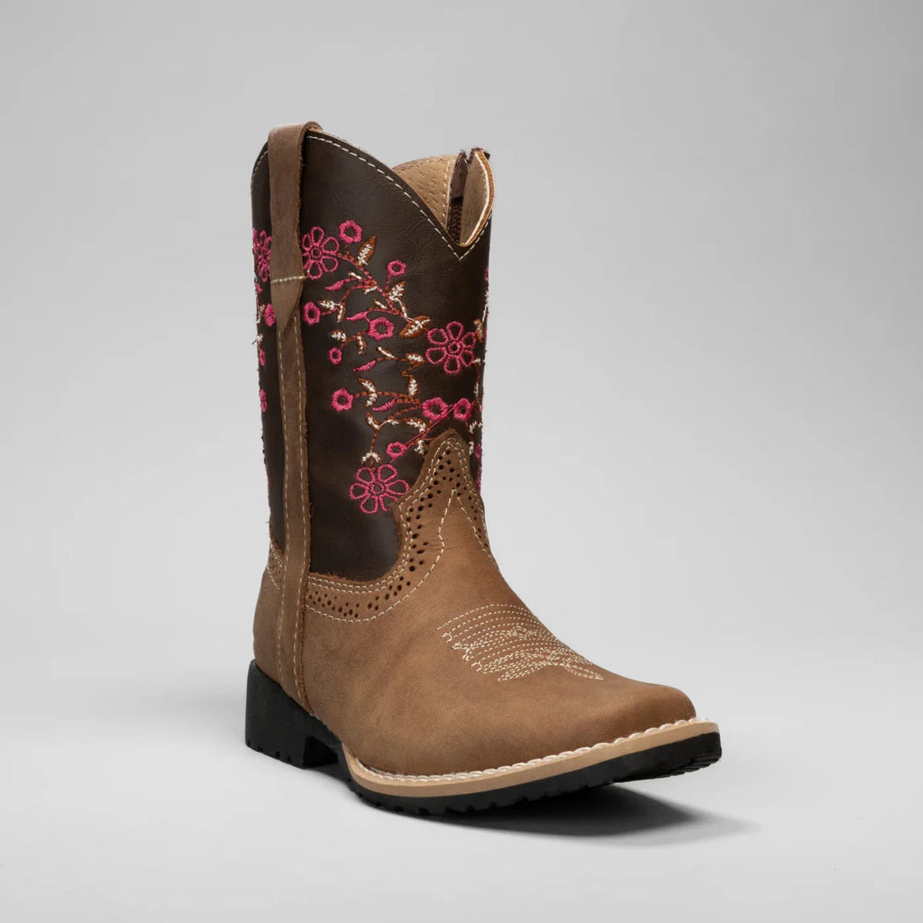 Joe Boots Kids's Embroidered Square Toe Cowboy Boots - Pink - OriginalWestern.com