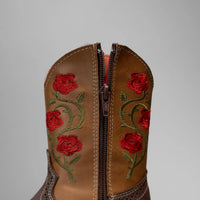 Joe Boots Kids's Embroidered Square Toe Cowboy Boots - Red - OriginalWestern.com
