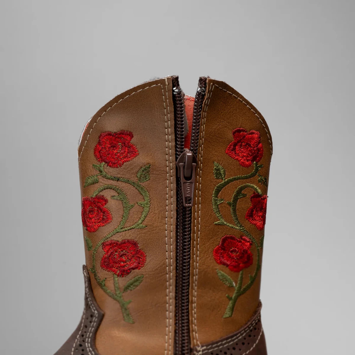 Joe Boots Kids's Embroidered Square Toe Cowboy Boots - Red - OriginalWestern.com
