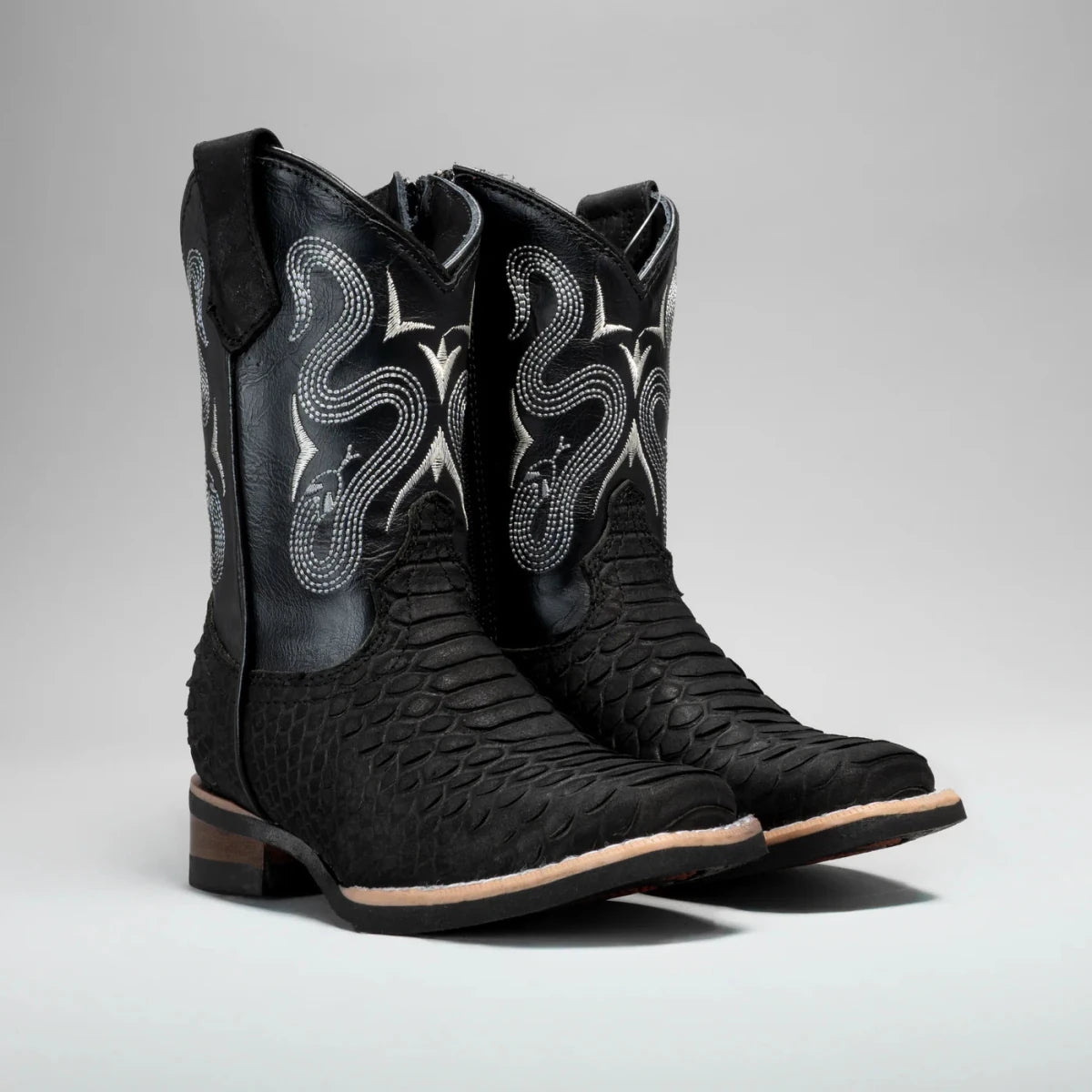 Joe Boots Kids's Phyton Tribute Square Toe Cowboy Boots–Black - OriginalWestern.com