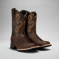 Joe Boots Kids's Phyton Tribute Square Toe Cowboy Boots–Brown - OriginalWestern.com