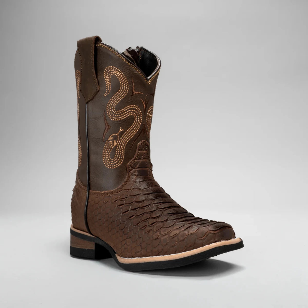 Joe Boots Kids's Phyton Tribute Square Toe Cowboy Boots–Brown - OriginalWestern.com