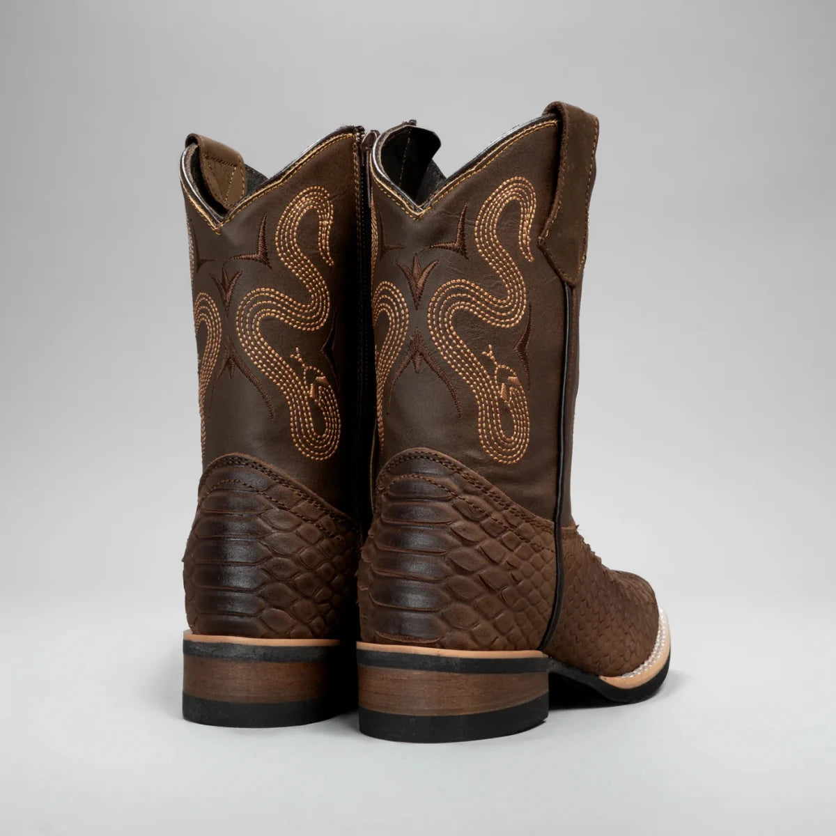Joe Boots Kids's Phyton Tribute Square Toe Cowboy Boots–Brown - OriginalWestern.com