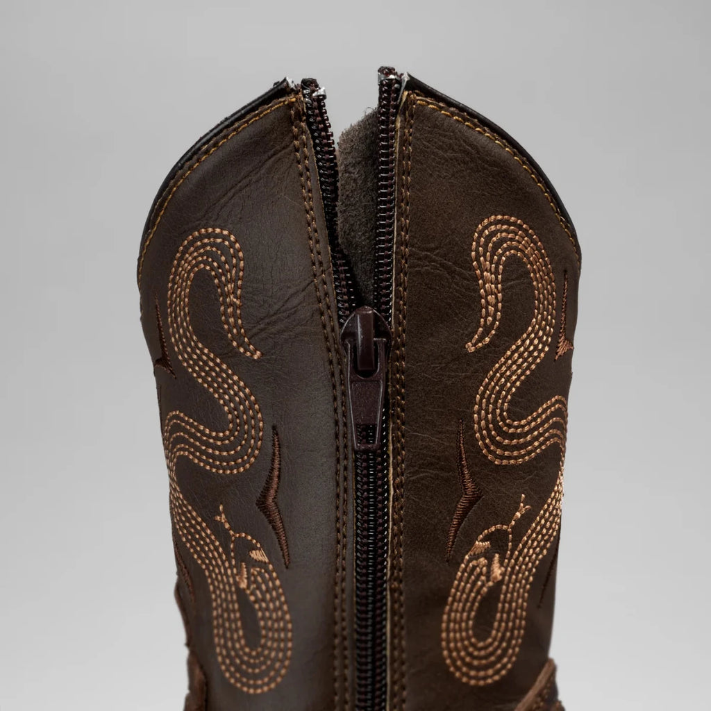 Joe Boots Kids's Phyton Tribute Square Toe Cowboy Boots–Brown - OriginalWestern.com