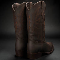Joe Boots Men”s 600C Leather Classic J Toe Cowboy Boots–Brown - OriginalWestern.com