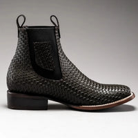 Joe Boots Men”s 710 Braided Leather Square Toe Ankle Boot - OriginalWestern.com