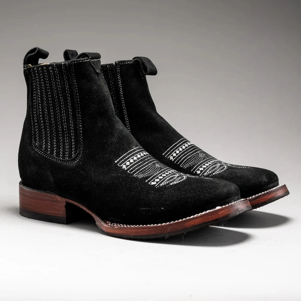 Joe Boots Men”s 723 Nobuck Leather Square Toe Ankle Boot–Black - OriginalWestern.com