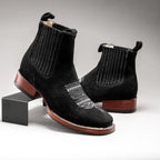 Joe Boots Men”s 723 Nobuck Leather Square Toe Ankle Boot–Black - OriginalWestern.com