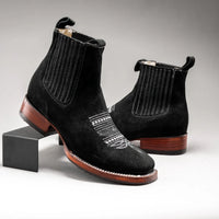 Joe Boots Men”s 723 Nobuck Leather Square Toe Ankle Boot–Black - OriginalWestern.com