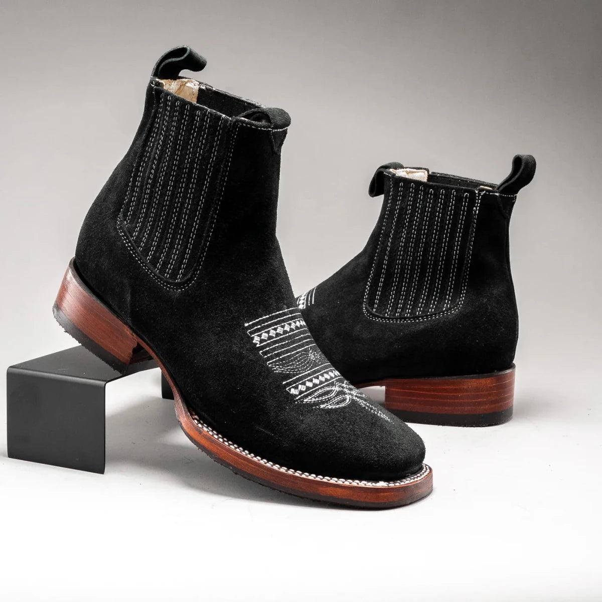 Joe Boots Men”s 723 Nobuck Leather Square Toe Ankle Boot–Black - OriginalWestern.com