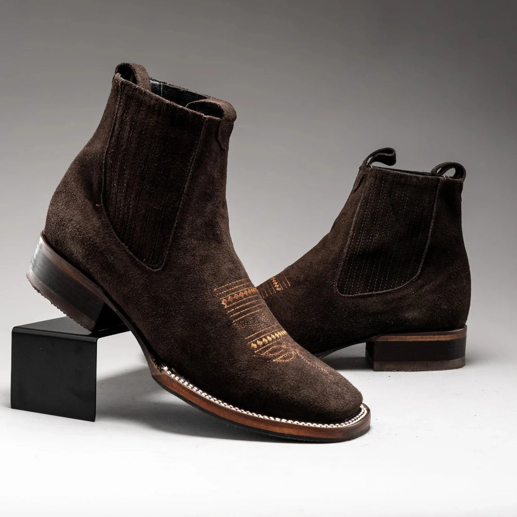 Joe Boots Men”s 723 Nobuck Leather Square Toe Ankle Boot–Chocolate - OriginalWestern.com