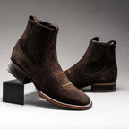 Joe Boots Men”s 723 Nobuck Leather Square Toe Ankle Boot–Chocolate - OriginalWestern.com