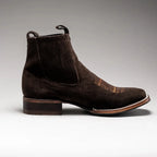 Joe Boots Men”s 723 Nobuck Leather Square Toe Ankle Boot–Chocolate - OriginalWestern.com