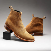 Joe Boots Men”s 723 Nobuck Leather Square Toe Ankle Boot–Gold - OriginalWestern.com