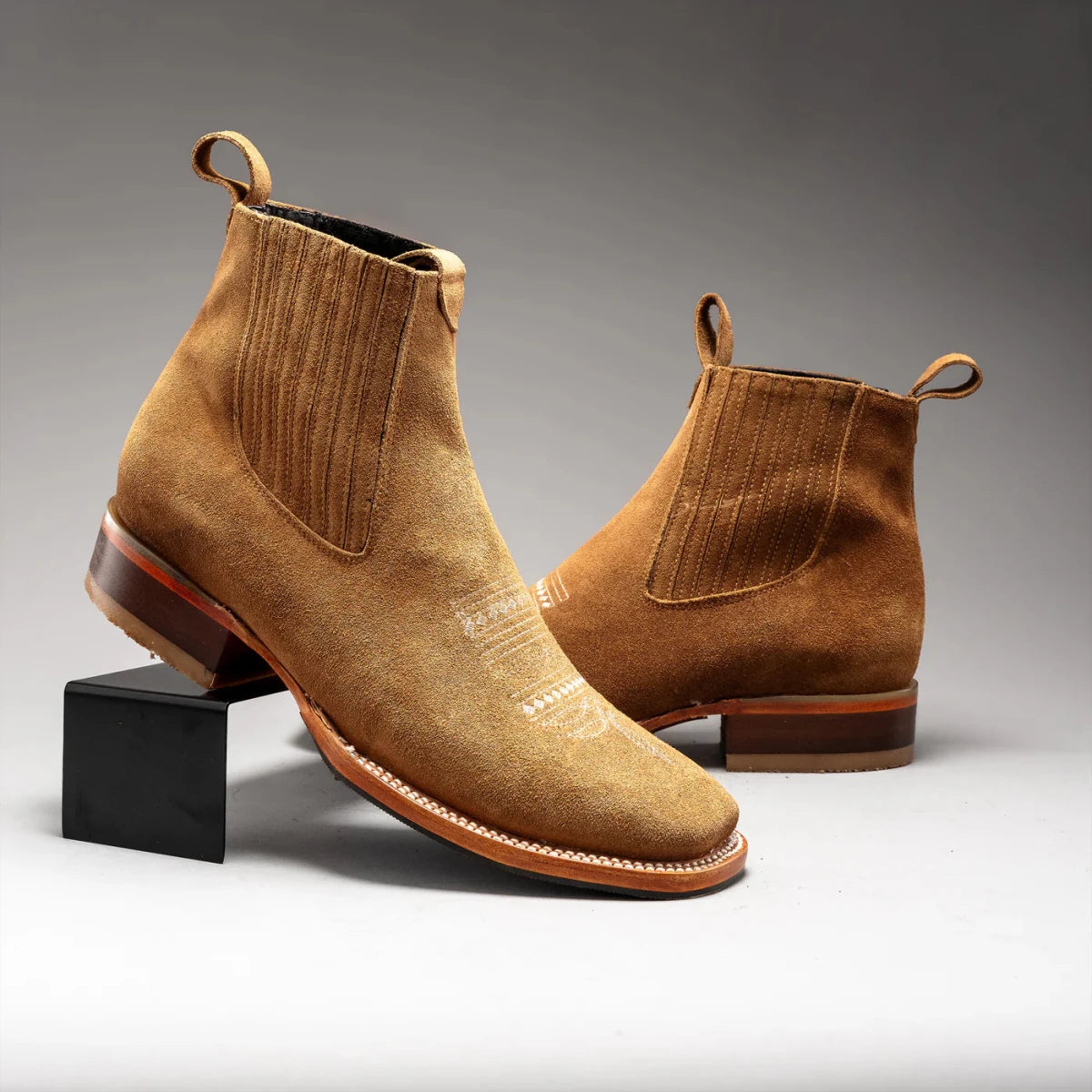 Joe Boots Men”s 723 Nobuck Leather Square Toe Ankle Boot–Gold - OriginalWestern.com