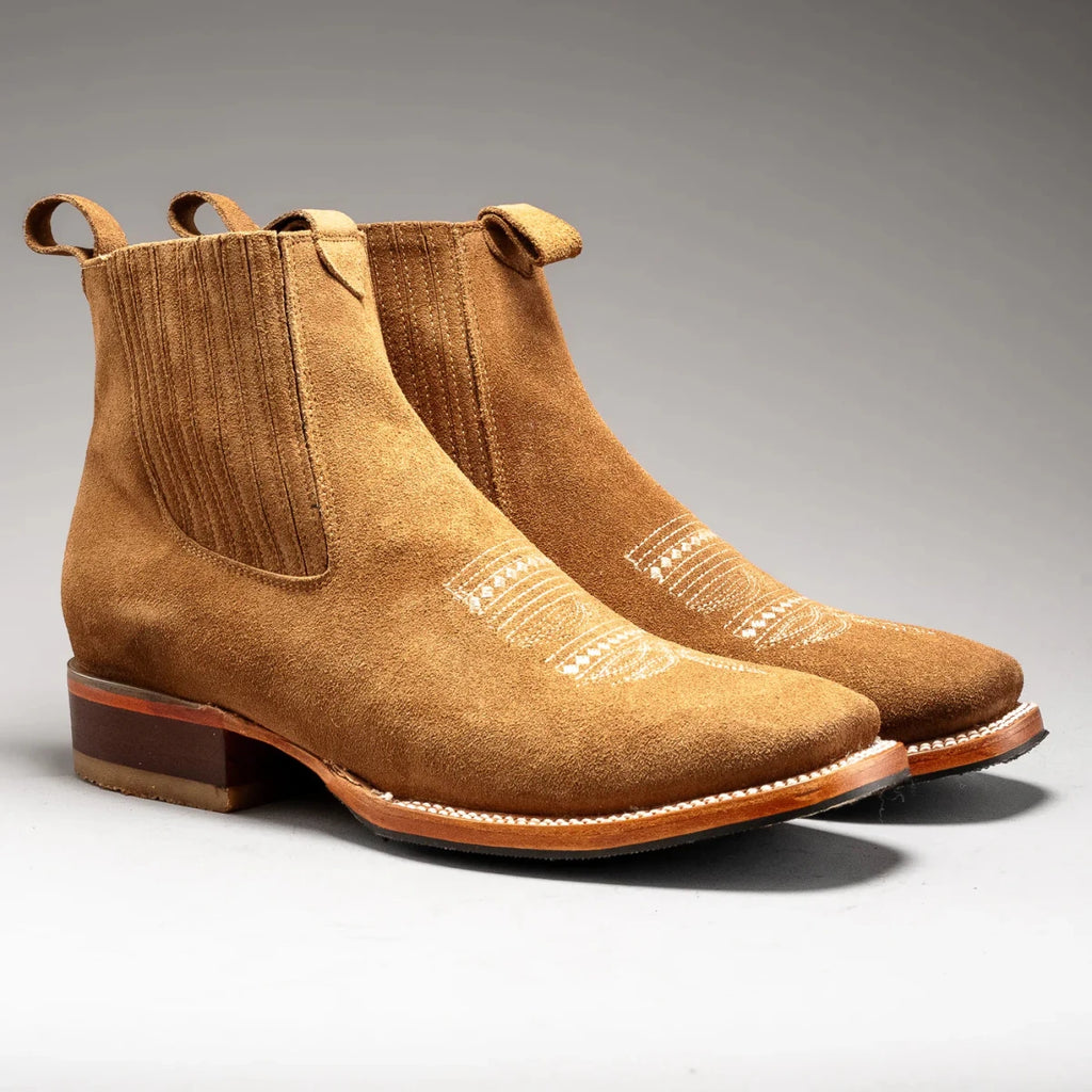 Joe Boots Men”s 723 Nobuck Leather Square Toe Ankle Boot–Gold - OriginalWestern.com