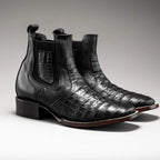 Joe Boots Men”s 728 Vintage Western Ankle Boot Square Toe Caiman–Black - OriginalWestern.com