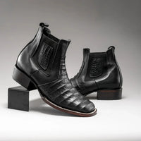 Joe Boots Men”s 728 Vintage Western Ankle Boot Square Toe Caiman–Black - OriginalWestern.com