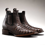 Joe Boots Men”s 728 Vintage Western Ankle Boot Square Toe Caiman–Tobacco - OriginalWestern.com