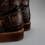 Joe Boots Men”s Alligator Leather Square Toe Cowboy Boots–Tan - OriginalWestern.com