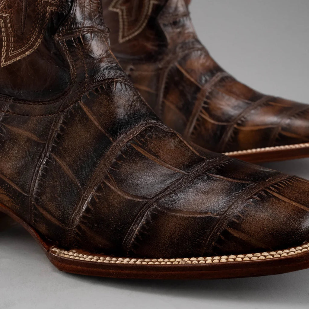 Joe Boots Men”s Alligator Leather Square Toe Cowboy Boots–Tan - OriginalWestern.com