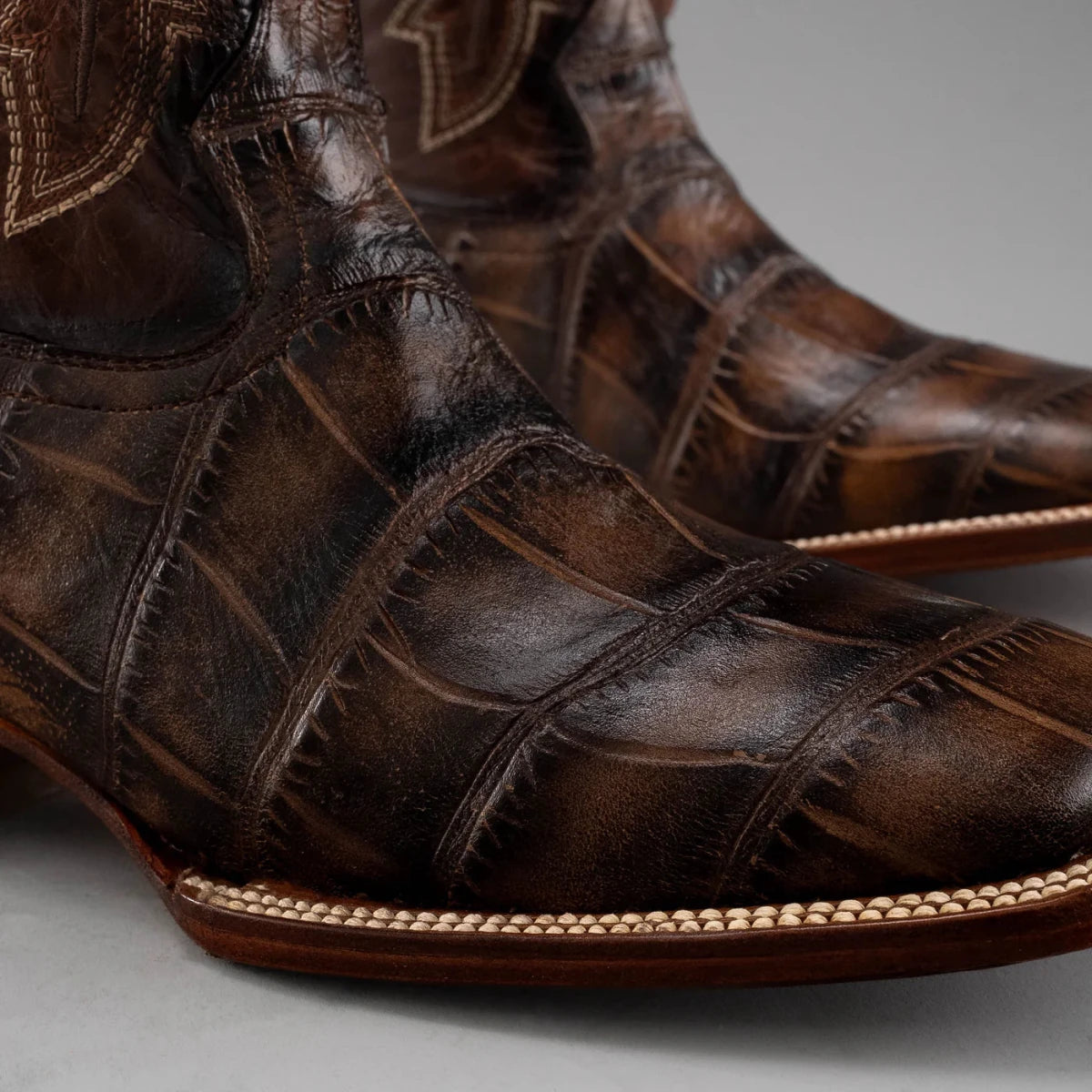 Joe Boots Men”s Alligator Leather Square Toe Cowboy Boots–Tan - OriginalWestern.com