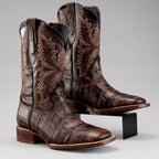 Joe Boots Men”s Alligator Leather Square Toe Cowboy Boots–Tan - OriginalWestern.com