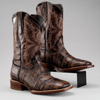 Joe Boots Men”s Alligator Leather Square Toe Cowboy Boots–Tan - OriginalWestern.com