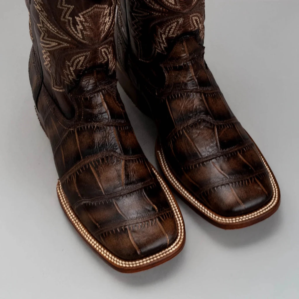 Joe Boots Men”s Alligator Leather Square Toe Cowboy Boots–Tan - OriginalWestern.com