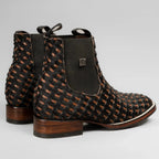 Joe Boots Men”s Braided Leather and Hair Tribute Square Toe Ankle Boot–Black - OriginalWestern.com