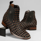 Joe Boots Men”s Braided Leather and Hair Tribute Square Toe Ankle Boot–Black - OriginalWestern.com