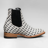 Joe Boots Men”s Braided Leather and Hair Tribute Square Toe Ankle Boot–White - OriginalWestern.com