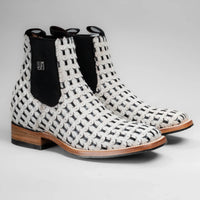 Joe Boots Men”s Braided Leather and Hair Tribute Square Toe Ankle Boot–White - OriginalWestern.com