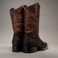 Joe Boots Men”s Braided Square Toe Cowboy Boots and Belt Combo–Tabacco - OriginalWestern.com