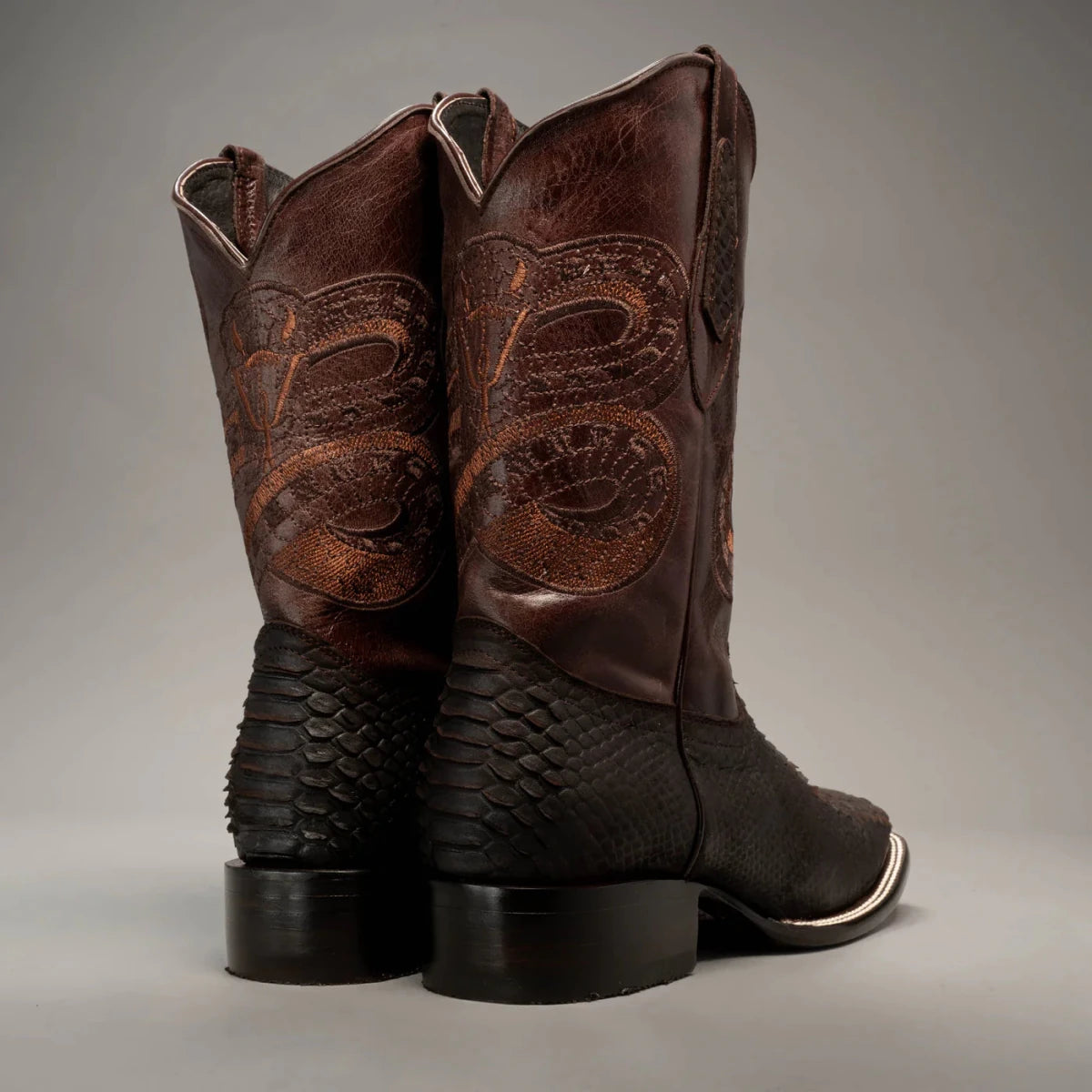 Joe Boots Men”s Braided Square Toe Cowboy Boots and Belt Combo–Tabacco - OriginalWestern.com