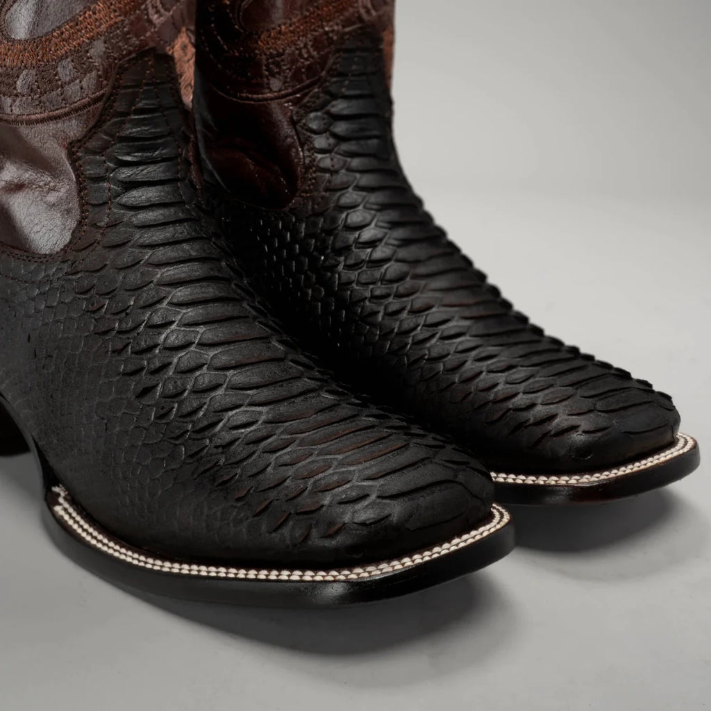 Joe Boots Men”s Braided Square Toe Cowboy Boots and Belt Combo–Tabacco - OriginalWestern.com