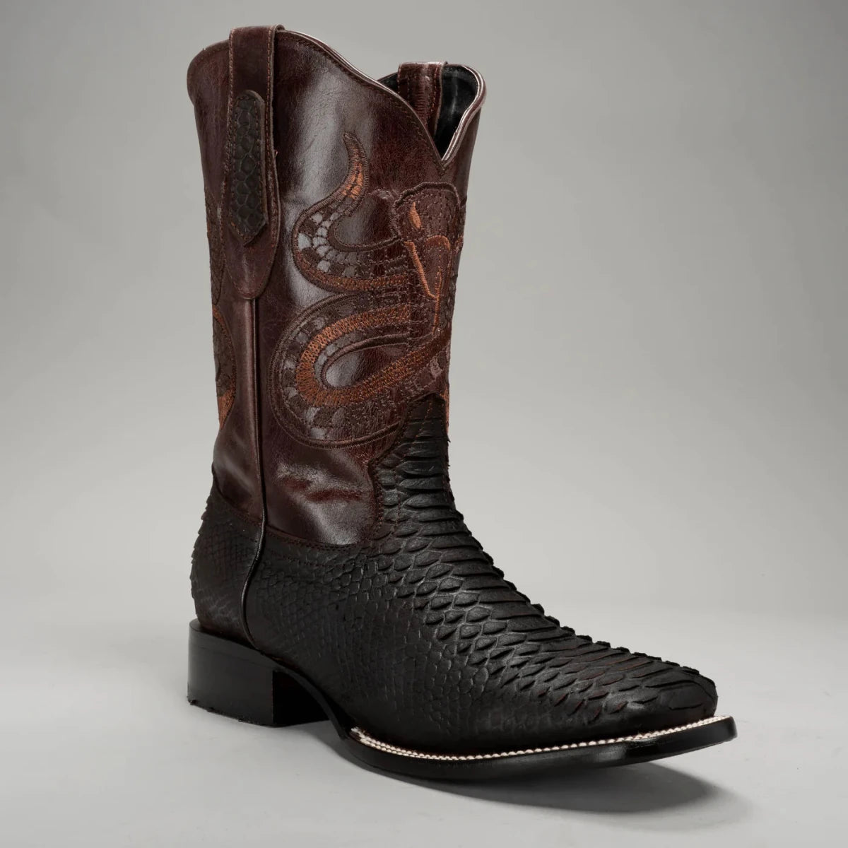 Joe Boots Men”s Braided Square Toe Cowboy Boots and Belt Combo–Tabacco - OriginalWestern.com
