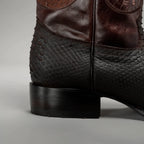 Joe Boots Men”s Braided Square Toe Cowboy Boots and Belt Combo–Tabacco - OriginalWestern.com