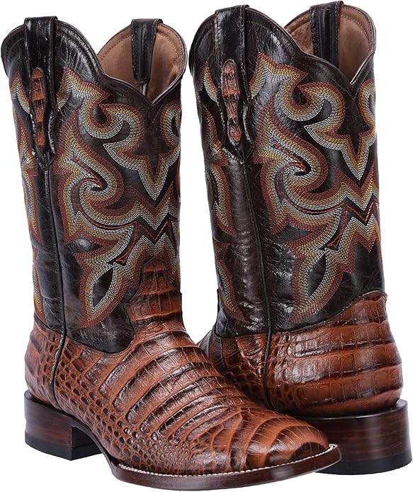 Joe Boots Men's Caiman Belly Print Square Toe Cowboy Boots – Cognac - OriginalWestern.com