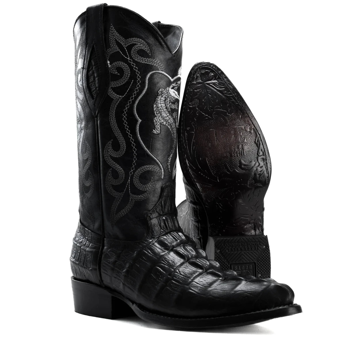Joe Boots Men”s Caiman J Toe Cowboy Boot–Black - OriginalWestern.com